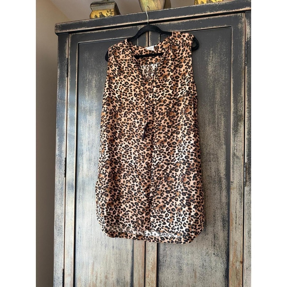 Beach Lunch Lounge sleeveless shift dress in a brown and black leopard print XL